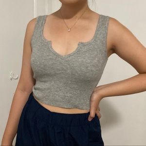 Grey Henley crop top